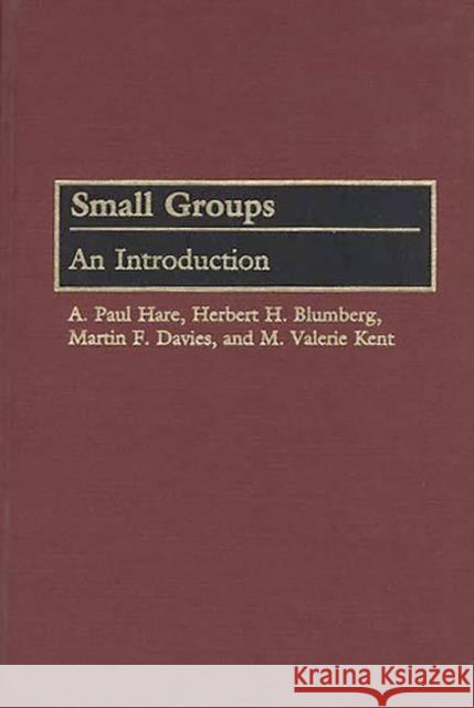 Small Groups: An Introduction Blumberg, Herbert H. 9780275948962 Praeger Publishers