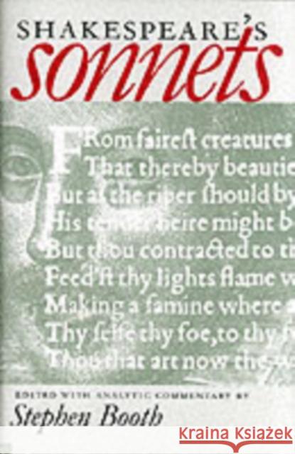 Shakespeare's Sonnets Stephen Booth William Shakespeare 9780300085068 Yale University Press