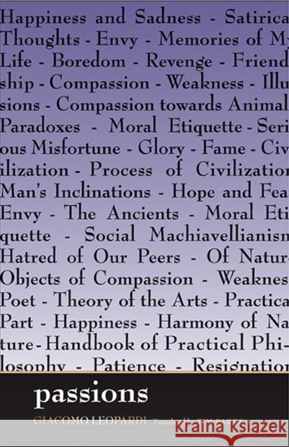 Passions Leopardi, Giacomo 9780300186338