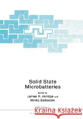 Solid State Microbatteries James R. Akridge M. Balkanski J. R. Akridge 9780306435058 Plenum Publishing Corporation
