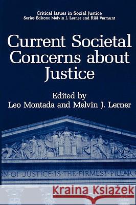 Current Societal Concerns about Justice Leo Montada Melvin J. Lerner 9780306453953