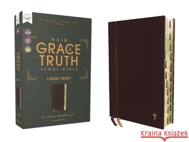 NASB, The Grace and Truth Study Bible, Large Print, Leathersoft, Maroon, Red Letter, 1995 Text, Thumb Indexed, Comfort Print  9780310088448 Zondervan