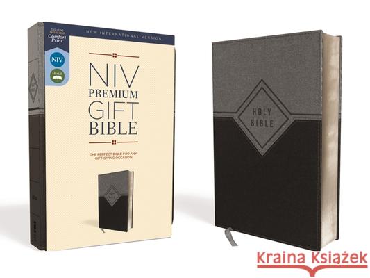 Niv, Premium Gift Bible, Leathersoft, Black/Gray, Red Letter Edition, Comfort Print Zondervan 9780310094029