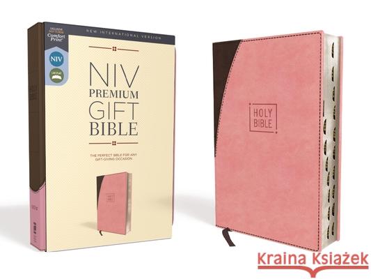 Niv, Premium Gift Bible, Leathersoft, Pink/Brown, Red Letter Edition, Indexed, Comfort Print Zondervan 9780310094142