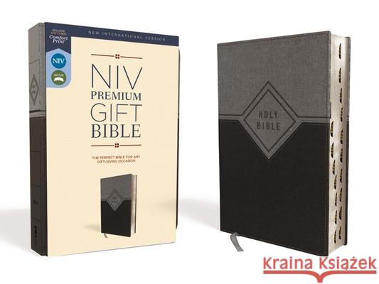 Niv, Premium Gift Bible, Leathersoft, Black/Gray, Red Letter Edition, Indexed, Comfort Print Zondervan 9780310094203 Zondervan