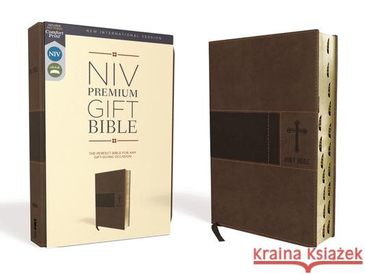 Niv, Premium Gift Bible, Leathersoft, Brown, Red Letter Edition, Indexed, Comfort Print Zondervan 9780310094487