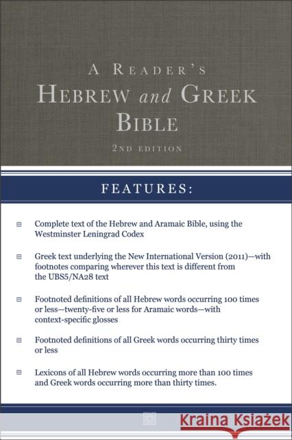 A Reader's Hebrew and Greek Bible: Second Edition A. Philip Brow Bryan W. Smith Richard J. Goodrich 9780310109938 Zondervan Academic