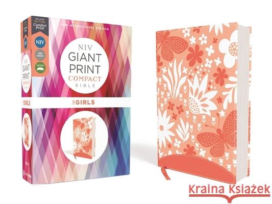Niv, Giant Print Compact Bible for Girls, Leathersoft, Coral, Red Letter Edition, Comfort Print  9780310114581 Zonderkidz