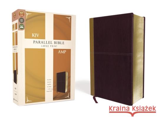 KJV, Amplified, Parallel Bible, Large Print, Leathersoft, Tan/Burgundy, Red Letter Edition: Two Bible Versions Together for Study and Comparison Zondervan 9780310446705 Zondervan