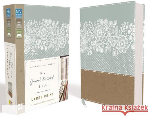 NIV, Journal the Word Bible, Large Print, Imitation Leather, Blue/Tan: Reflect, Journal, or Create Art Next to Your Favorite Verses Zondervan 9780310447047 