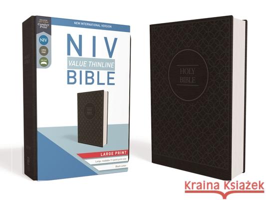 NIV, Value Thinline Bible, Large Print, Imitation Leather, Gray/Black Zondervan 9780310448518 Zondervan