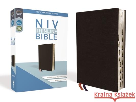 NIV, Thinline Bible, Bonded Leather, Black, Indexed, Red Letter Edition Zondervan 9780310448778 Zondervan