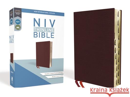 NIV, Thinline Bible, Bonded Leather, Burgundy, Indexed, Red Letter Edition Zondervan 9780310448808 Zondervan