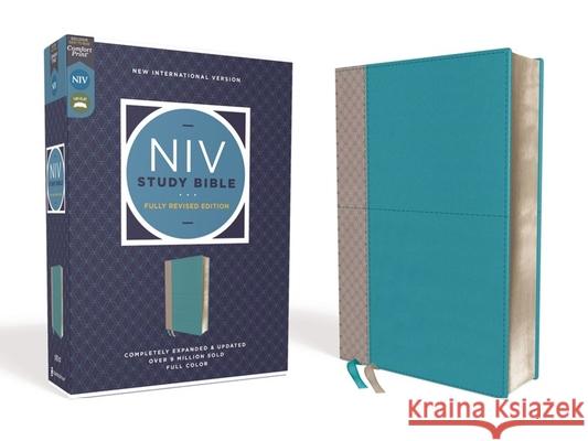 NIV Study Bible, Fully Revised Edition, Leathersoft, Teal/Gray, Red Letter, Comfort Print Kenneth L. Barker Mark L. Strauss Jeannine K. Brown 9780310449034 Zondervan