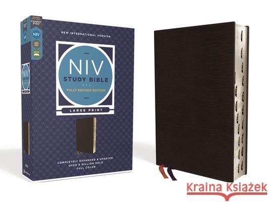 NIV Study Bible, Fully Revised Edition, Large Print, Bonded Leather, Black, Red Letter, Thumb Indexed, Comfort Print Kenneth L. Barker Mark L. Strauss Jeannine K. Brown 9780310449171