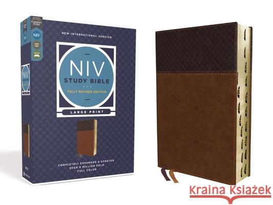 NIV Study Bible, Fully Revised Edition, Large Print, Leathersoft, Brown, Red Letter, Thumb Indexed, Comfort Print Kenneth L. Barker Mark L. Strauss Jeannine K. Brown 9780310449195