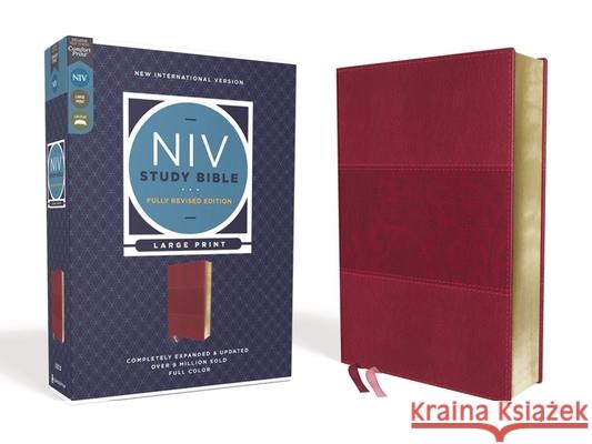 NIV Study Bible, Fully Revised Edition, Large Print, Leathersoft, Burgundy, Red Letter, Comfort Print Kenneth L. Barker Mark L. Strauss Jeannine K. Brown 9780310449201