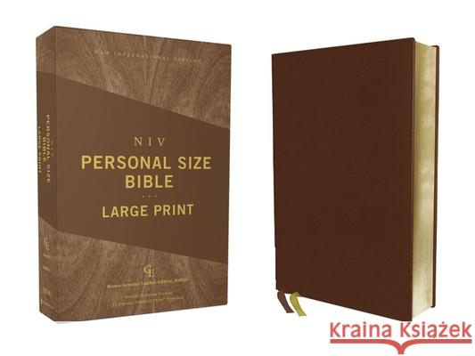 Niv, Personal Size Bible, Large Print, Genuine Leather, Buffalo, Brown, Red Letter Edition, Comfort Print  9780310455950 Zondervan