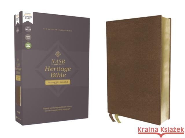 NASB, Heritage Bible, Passaggio Setting, Leathersoft, Brown, 1995 Text, Comfort Print: Elegantly uniting single and double columns into one Passaggio Setting Bible design  9780310456469 