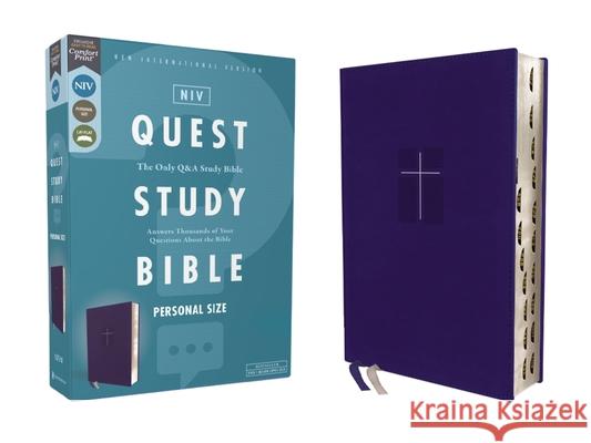 Niv, Quest Study Bible, Personal Size, Leathersoft, Blue, Thumb Indexed, Comfort Print: The Only Q and A Study Bible Christianity Today Intl 9780310456582 Zondervan