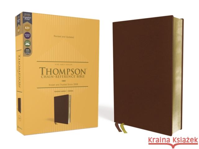 KJV, Thompson Chain-Reference Bible, Genuine Leather, Calfskin, Brown, Art Gilded Edges, Red Letter, Comfort Print  9780310459255 Zondervan