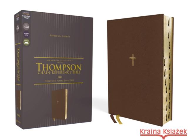 NASB, Thompson Chain-Reference Bible, Leathersoft, Brown, 1995 Text, Red Letter, Thumb Indexed, Comfort Print  9780310459620 Zondervan