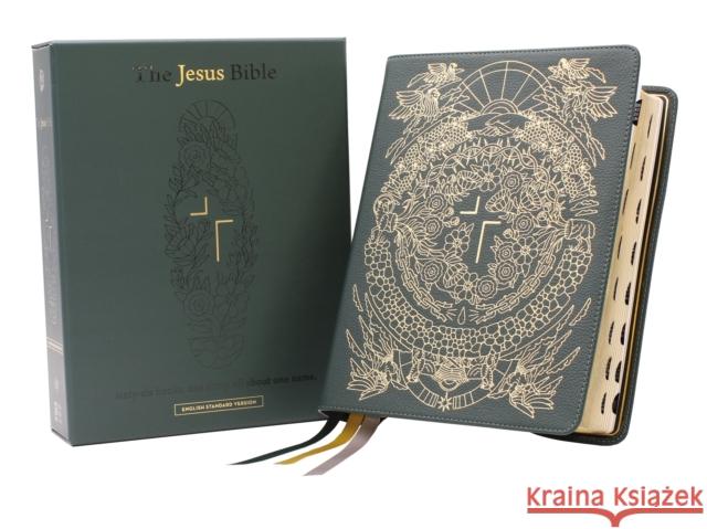 The Jesus Bible Artist Edition, Esv, Genuine Leather, Calfskin, Green, Limited Edition, Thumb Indexed Passion Publishing 9780310461821 Zondervan