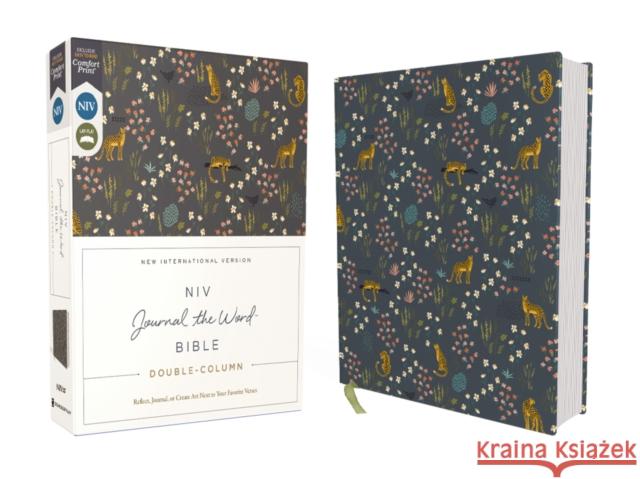 Niv, Journal the Word Bible, Double-Column, Cloth Over Board, Navy Floral, Red Letter, Comfort Print: Reflect, Take Notes, or Create Art Next to Your Zondervan 9780310463115 Zondervan