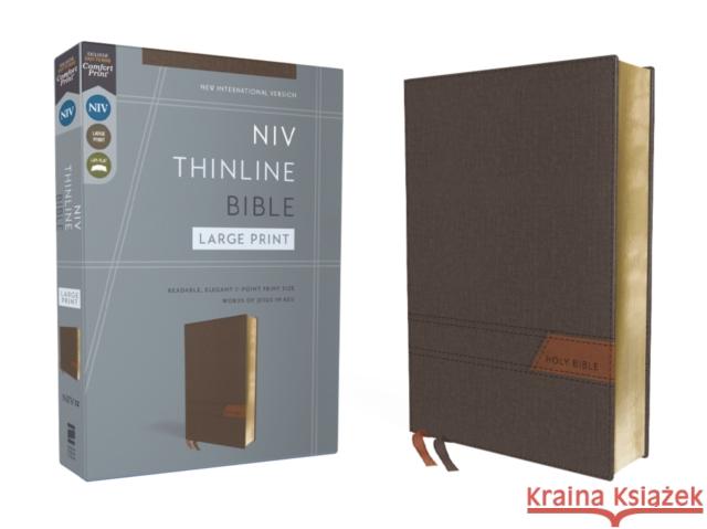 NIV, Thinline Bible, Large Print, Cloth Flexcover, Gray, Red Letter, Comfort Print Zondervan Zondervan 9780310463436 Zondervan