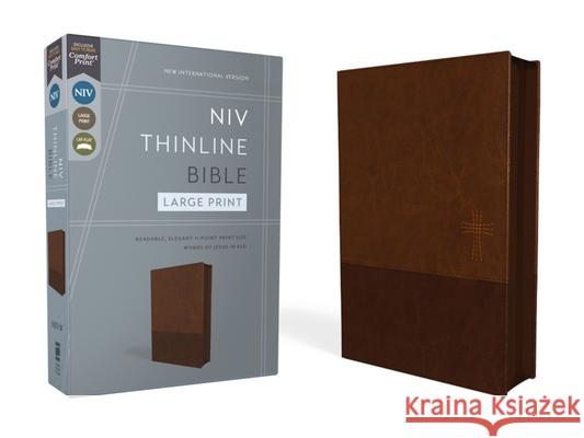 Niv, Thinline Bible, Large Print, Leathersoft, Brown, Zippered, Red Letter, Comfort Print Zondervan 9780310464990