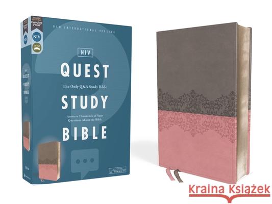 Niv, Quest Study Bible, Leathersoft, Gray/Pink, Comfort Print: The Only Q and A Study Bible Christianity Today Intl                  Zondervan 9780310465416