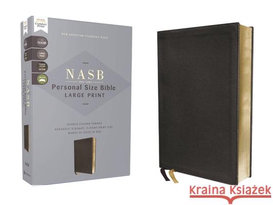 NASB, Personal Size Bible, Large Print, Genuine Leather, Calfskin, Black, Red Letter, 1995 Text, Comfort Print Zondervan 9780310465980
