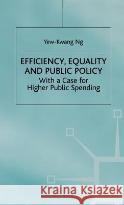 Efficiency, Equality and Public Policy: With a Case for Higher Public Spending Na, Na 9780312232085 Palgrave MacMillan