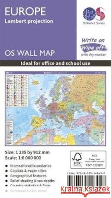Europe: Lambert projection  9780319148457 Ordnance Survey