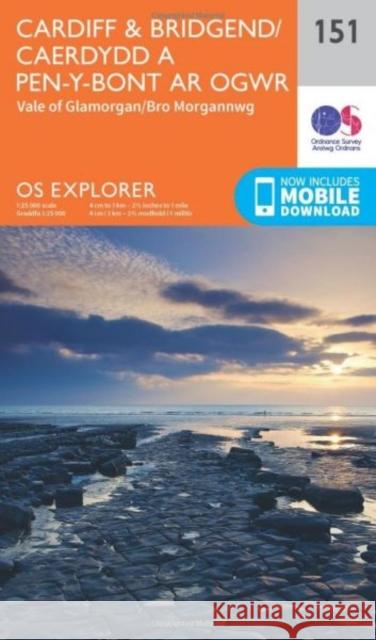 Cardiff and Bridgend/Caerdydd a Phen-y-Bont Ar Ogwr Ordnance Survey 9780319243442