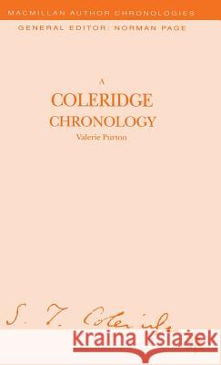 A Coleridge Chronology Valerie Purton 9780333460214 PALGRAVE MACMILLAN
