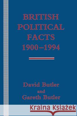 British Political Facts 1900-1994 David Butler 9780333526170