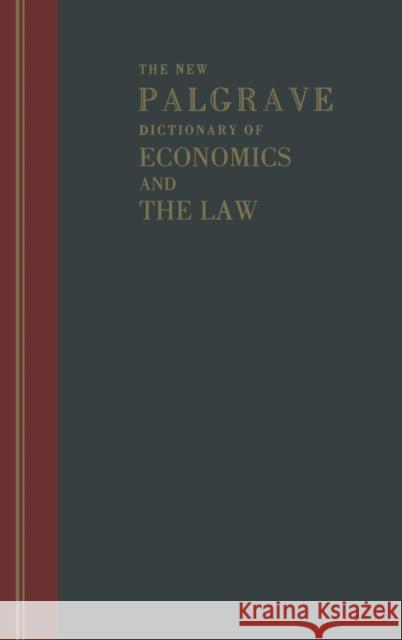 New Palgrave Dictionary of Economics and Law Mv Newman, Peter 9780333676677