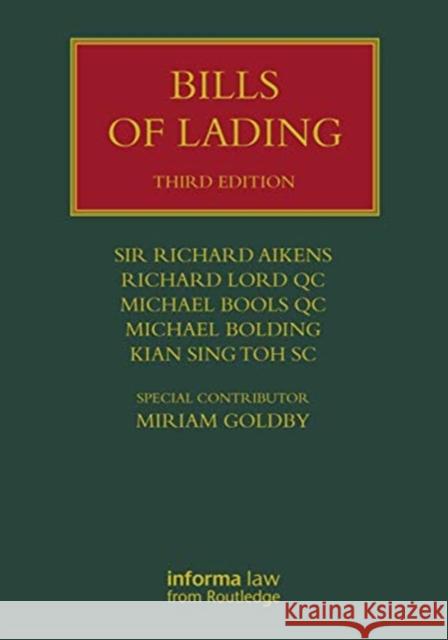 Bills of Lading Sir Richard Aikens Richard Lor Michael Bool 9780367134372 Informa Law from Routledge