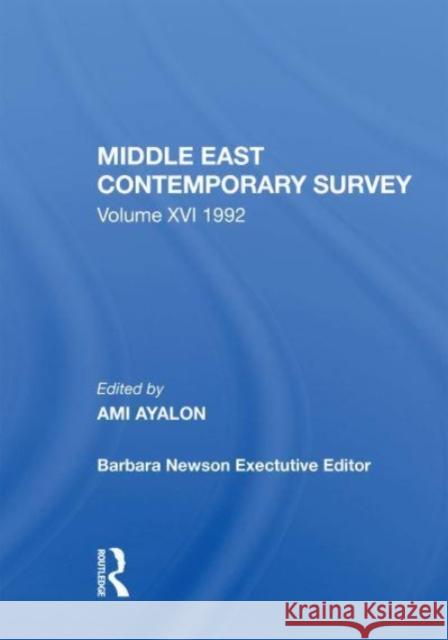 Middle East Contemporary Survey, Volume Xvi, 1992 Ami Ayalon 9780367159474 Taylor & Francis