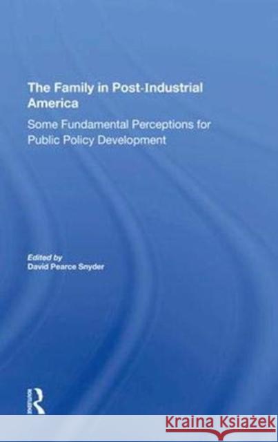 The Family In Postindustrial America: Some Fundamental Perceptions For Public Policy Development David P. Snyder   9780367292065 