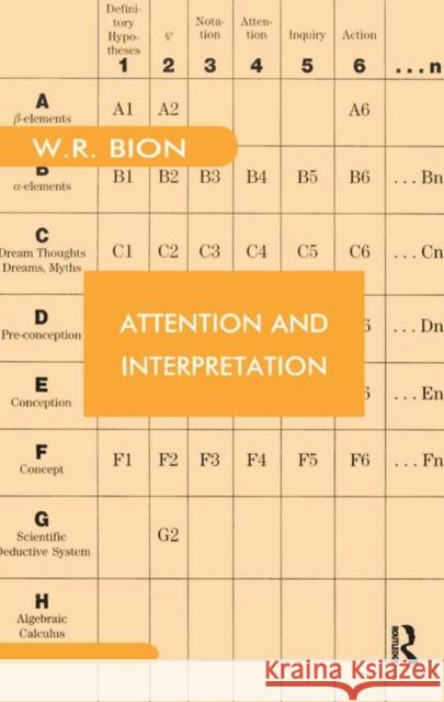 Attention and Interpretation Wilfred R. Bion 9780367323400 Taylor and Francis