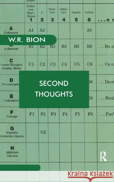 Second Thoughts: Selected Papers on Psycho-Analysis R. Bion, Wilfred 9780367326753