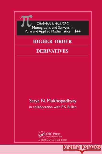 Higher Order Derivatives Satya Mukhopadhyay 9780367381745 CRC Press