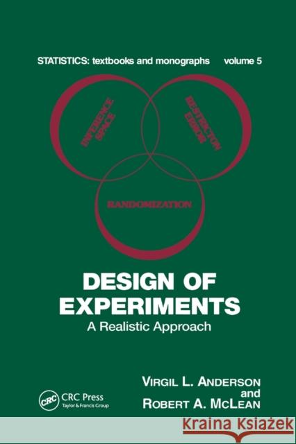 Design of Experiments: A Realistic Approach Virgil L. Anderson Robert a. McLean 9780367403454 CRC Press