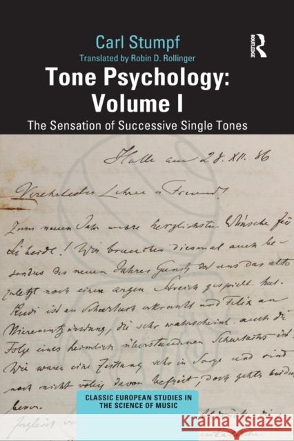 Tone Psychology: Volume I: The Sensation of Successive Single Tones Carl Stumpf 9780367777043