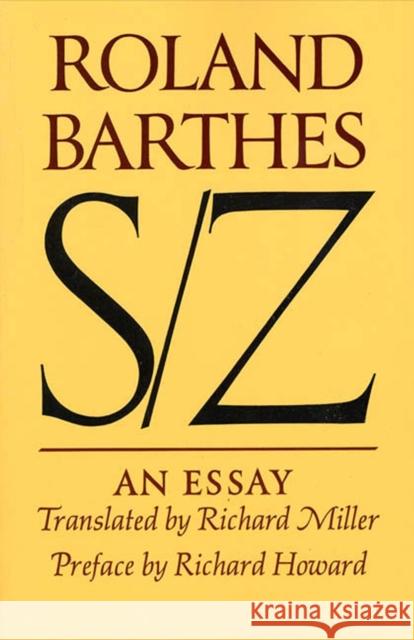 S/Z Roland Barthes 9780374521677 Farrar, Straus & Giroux Inc