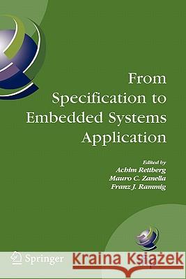 From Specification to Embedded Systems Application Rettberg, Achim 9780387275574 Springer