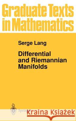 Differential and Riemannian Manifolds Serge Lang 9780387943381 Springer