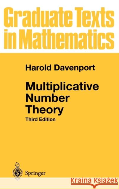 Multiplicative Number Theory Harold Davenport 9780387950976 Springer